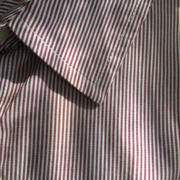 TOMMY HILFIGER Roll-Tab Button-Up Shirt Maroon and White Stripes [CLEAR… - Picture 5 of 7